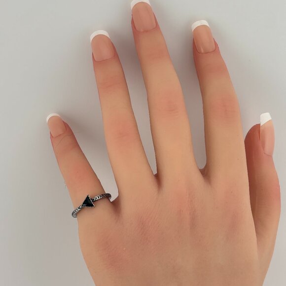 Silver Toned Black Arrow Ring - Picture 3 of 3